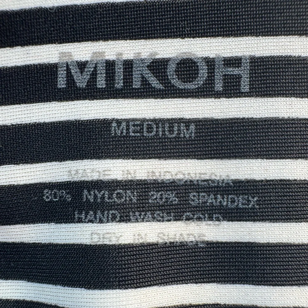 Mikoh Black and White Long Sleeve Striped One Piece Swim Suit Size Medium